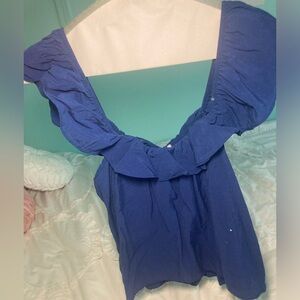 Blue BP ruffled shoulder top